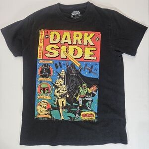 Star Wars T-shirt Mens Medium Black Dark Side Retro Darth Vader‎ Comic Graphic